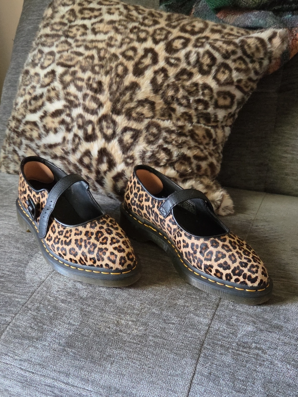 Dr. Martens Leopard Print Mary Jane Flats with Black Trim